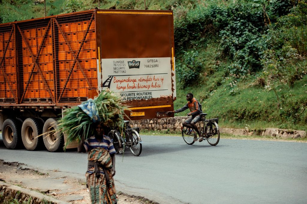 A professional moving truck with team loading boxes outside a home in Gigiri, Nairobi.