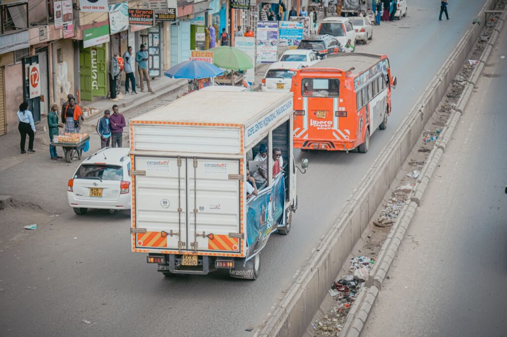 A moving truck from GoodLife Movers Kenya, loading household items for relocation.