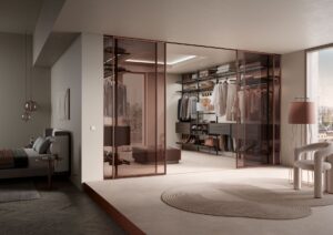 A moving truck with protective equipment for transporting luxury designer wardrobes.